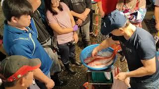 Traditional fish market and seafood auction much caught seafood same day 坎仔頂 基隆魚市場 fresh seafood