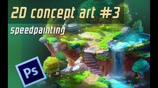2d concept art #3 mystic forest isometric speed Painting in photoshop