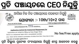 Odisha Panchayat CEO Recruitment 2024  Panchayat Level Government Jobs in Odisha  Odisha New Job