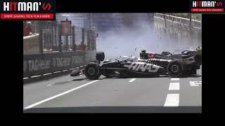 Sergio Perez BIG Crash   F1 2024 Monaco Grand Prix