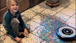 50000 water beads vs 4 Robot Vacuums ‍️