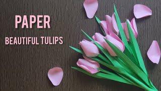 Beautiful tulip flowers  How to make tulips out of paper?  home decors