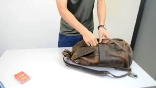 Genuine Leather Drawstring Bucket Vintage Backpack -- Woosir