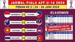 Jadwal Piala AFF U16 2024 Pekan Ke 2 - Indonesia vs Filipina - Klasemen AFF U16 2024 - AFF U16 2024