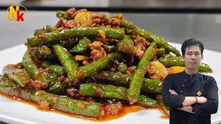 Tumis buncis dengan daging cincang restaurant style  ala nanang kitchen