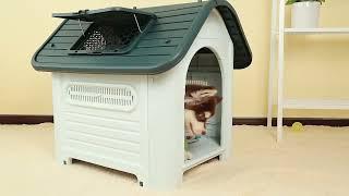 XXL Size Dog House Cage Kennel Cat Plastic Large Detachable Pet Cottage with gate 大型犬狗窝 HK1-1076