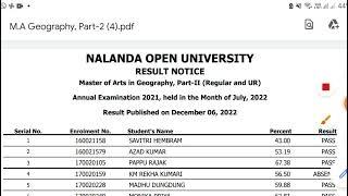 Nalanda university result 2022nou ma m.sc part- 2 result outsessions 2020-2021all subject mca res