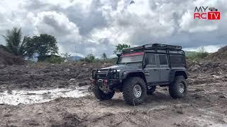 Land Rover Defender Bash mud CraWl & Trailing. Traxxas TRX4 4x4 110 rc