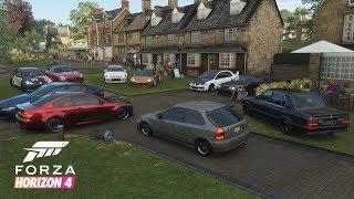 Forza Horizon 4  Clean Stance Car Meet - Cruising & Drifting w Widebody NSX Evo IX R32 & More