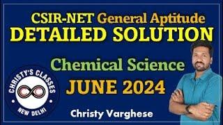 CSIR-NET JUNE 2024 Part A  Full Solutions  Chemical Science  General Aptitude  Christy Varghese