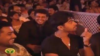 A rare footage of Thala #Ajith & #Suriya Anna sharing the laughter..