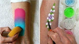 Learn how to use face paints sponges & glitter - Face Painting Made Easy PART 2