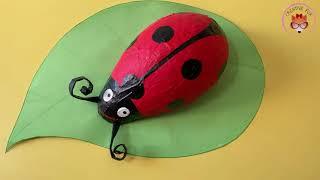 DIY Spring Decor - Ladybug Made Out Of Paper Glue And Balloon