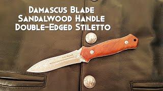 A.G. Russell Damascus and Sandalwood Stiletto Dagger Overview