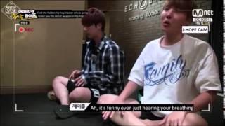 BTS Jin and J-Hope meditating beatboxing and laughing