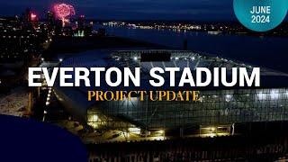 STUNNING aerial views of Everton Stadium at night 