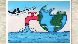 Save Water Save Life Poster Drawing World Water Day Drawing Easy Steps
