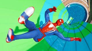 GTA 5 SPIDERMAN Water Slides RAGDOLLS - Spiderman Hulk Iron man Spider-Man Euphoria Ragdolls