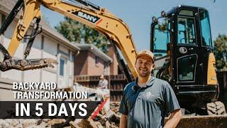 SANY SY35U Mini Excavator In Action Five Day Backyard Transformation Case Study