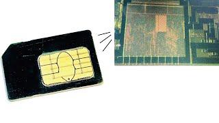 SIM card under a microscope. What is inside