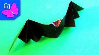 Оригами из бумаги Летучая Мышь хлопающая крыльями на Хэллоуин  Origami bat