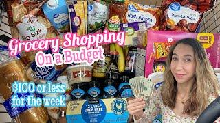 GROCERY SHOPPING ON A BUDGET 2023  LESS THAN $100 FOR THE WEEK  FAMILY OF 4