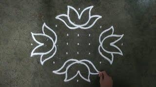 Beautiful flower dots rangoli designs 9×3 dots muggulu designs  thipkyanchi rangoli  latest kolam