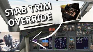 Boeing 737 Stab Trim Override Demonstration by Real 737 Pilot