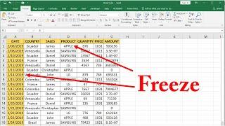 How to freeze rows and columns at the same time in excel 2019