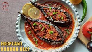 Stuffed Eggplant with Beef  Bademjan shekam-por