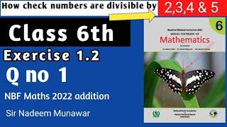 Class 6 Exercise 1.2  Q no 1 NBF Maths  Ex 1.2 federal  board New Book 2022  Sir Nadeem Munawar