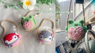 Crochet Car Hanger Accessories   Crochet Swinging Frog and Penguin  beginner friendly tutorial 