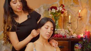 Darlyns soft spoken ASMR massage hair care & braiding with relaxing sounds to help you sleep 