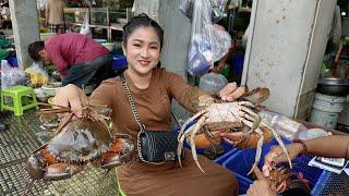 Market show Buy Mud crabs and cooking - Delicious mud crabs recipe - Cooking with Sreypov