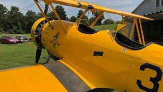 POV Flight in a 1941 Navy N3N-3 Trainer Biplane Yellow Peril