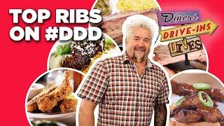 5 Craziest #DDD Ribs Videos with Guy Fieri  Diners Drive-Ins and Dives  Food Network