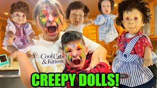 CREEPY DOLLS in OUR HOUSE CAN Aubrey & Caleb ESCAPE the CRAZY DOLLS from the DOLL MAKER