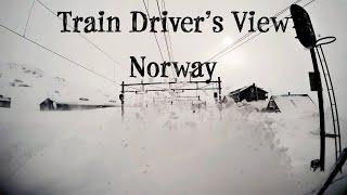 CABVIEW Stormy winter conditions on the mountain pass Bergen Line Norway