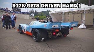 Porsche 917K racing at high speeds brutal flat-12 sound