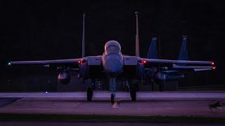 Two F-15E ‘Madhatters’ or ‘Bolars’ From The 492nd FS Departing RAF Lakenheath