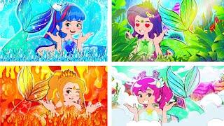 FOUR ELEMENTALS PRINCESSES Ice Earth Fire Air Funny Situations  Poor Princess Life Animation