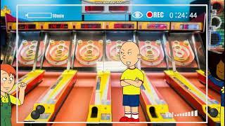 Daddy Cam Caillou on the Alley Roller Game at Chuck E Cheeses