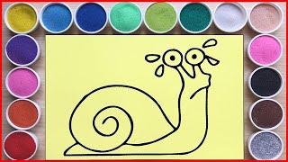 Tô màu tranh cát con ốc sên đang khóc nhè - Sand painting a snail is crying Chim Xinh channel