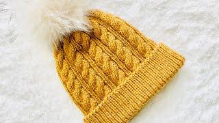 EASY KNIT HAT PATTERN Adult cable knit hat IN THE ROUND Knitting for Baby