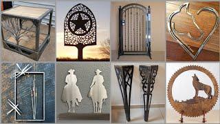 Industrial furniture and metal art pieces with metal things  welding and cutting art