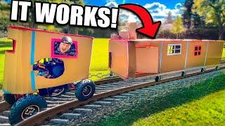 Massive BOX FORT 4 ROOM TRAIN First Class Cardboard Train 24 Hour Challenge