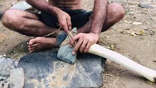 How to make stone hand axe primitive Celt  hatchet  making in forest  bush craft hatchet.