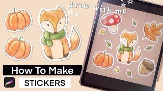 How to make stickers using Procreate  Draw With Me  Fall Sticker Sheet