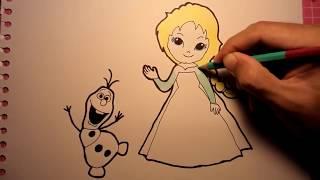 How To Draw Elsa and Olaf Frozen