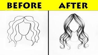 DRAWING TRICKS HOW TO DRAW HAIR EASY DRAWING TUTORIAL